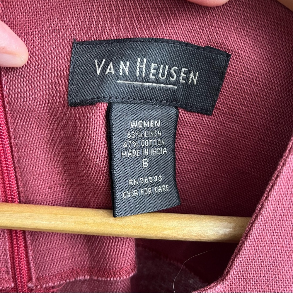 💙 Van Heusen Natural Fiber Shift Dress Coral Red Size 8 EUC Coastal Summer - Picture 5 of 7
